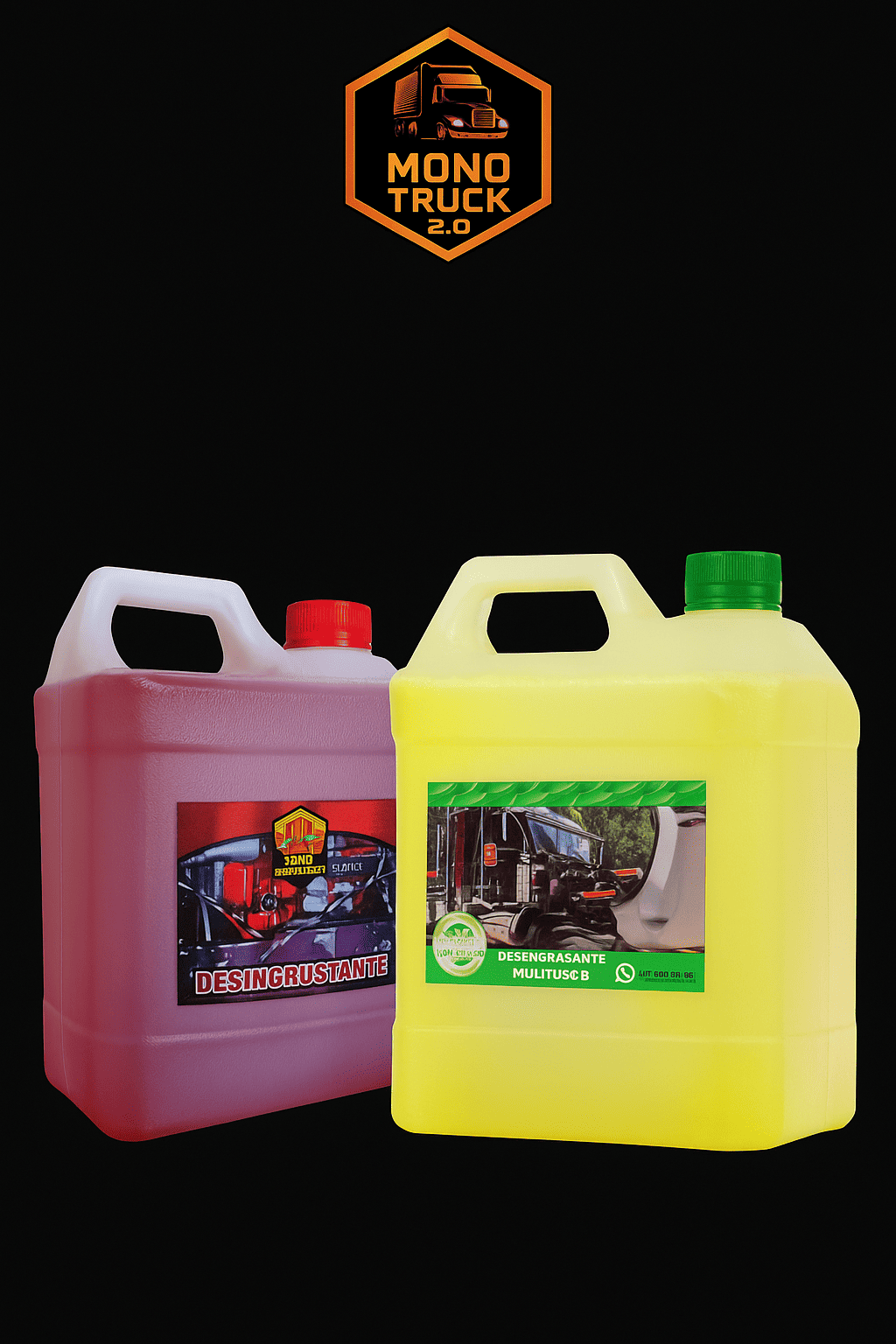 Galones de desengrasante y desincrustante Monotruck para lavado de vehículos